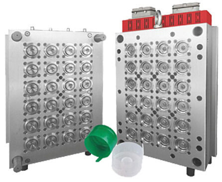 Forma wtryskowa z wieloma gniazdami i klapką do zamknięć plastikowych butelek